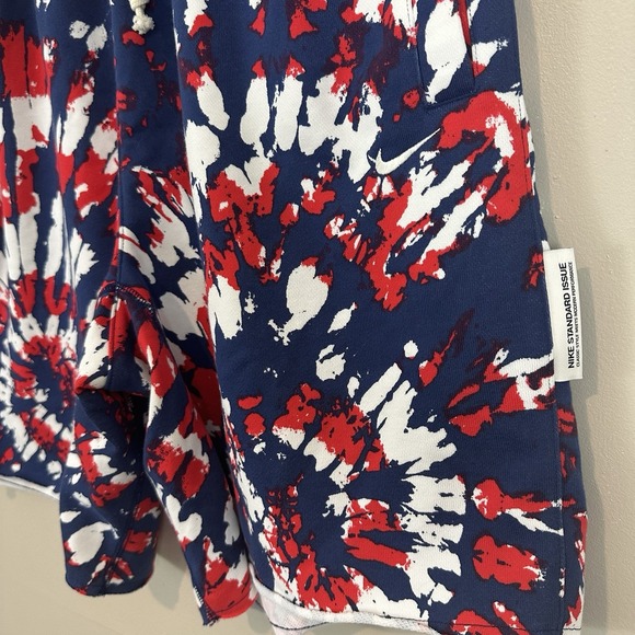 Nike VTG Y2K Shorts Dri Fit Red White Blue Tie Dye Cotton Blend Shorts Mens L‎ - Picture 1 of 11